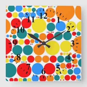 Reloj Cuadrado Retro Pop Polka Dot Pattern #15