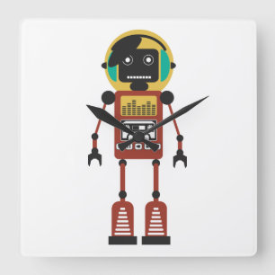 Reloj Cuadrado Retro Radio Robot