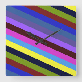 Reloj Cuadrado Retro Rainbow Stripes Regenbogen Regenbogenfarben