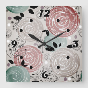 Reloj Cuadrado Retro, rosas