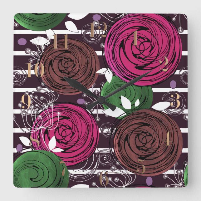 Reloj Cuadrado Retro, rústico, folclórico (Anverso)