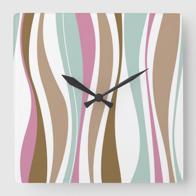 Reloj Cuadrado Retro Stripes (Anverso)