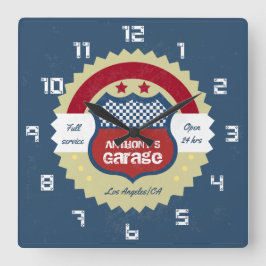 Reloj Cuadrado Retro Vintage Grunge Garage