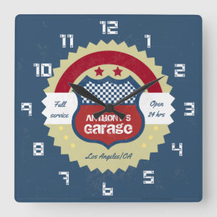 Reloj Cuadrado Retro Vintage Grunge Garage