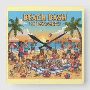 Reloj Cuadrado Reunión de playa