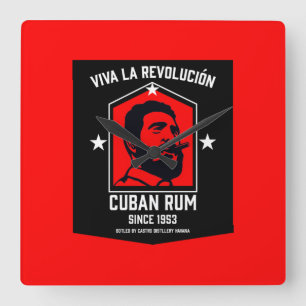 Reloj Cuadrado Revolución de los bebedores de ron libre cubanos