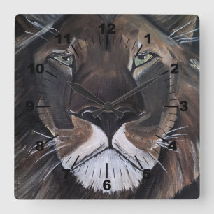 Reloj Cuadrado Rey de las Bestias Pintura de Alfred Fox