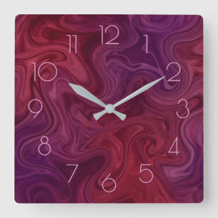 Reloj Cuadrado Rico vino tinto púrpura orgánico flujo