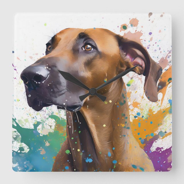 Reloj Cuadrado Ridgeback Dog (Anverso)