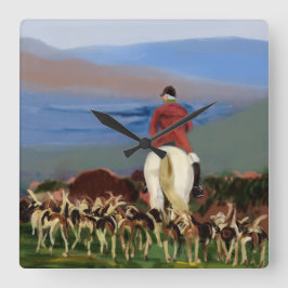 Reloj Cuadrado Riding to the Hounds Wall Clock 