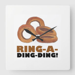 Reloj Cuadrado Ring-a-Ding Fried Onion Ring Funny Diner Food