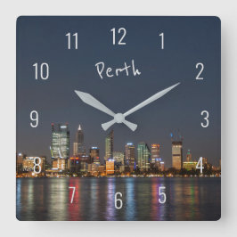 Reloj Cuadrado Río Reflexiones Nocturnas de Perth Australia