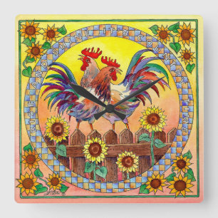 Reloj Cuadrado RISE & SHINE ROOSTER by SHARON SHARPE