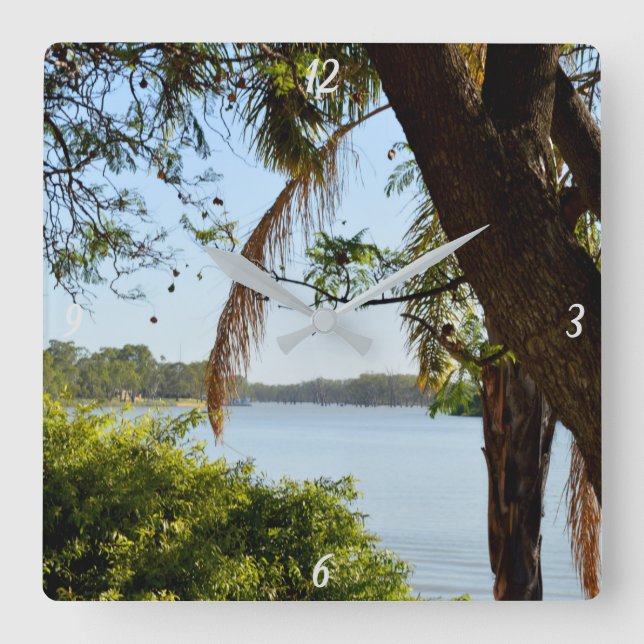 Reloj Cuadrado River Murray, Australia, The View, Wall Clock (Anverso)