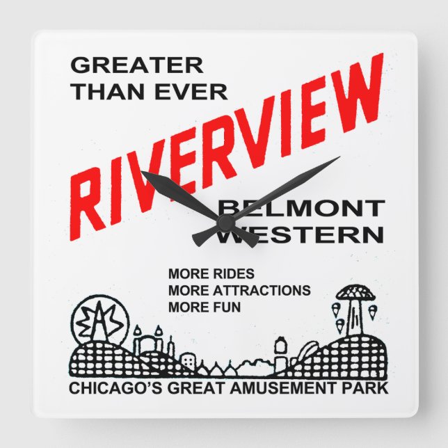 Reloj Cuadrado Riverview Amusement Park, Chicago, IL 1904-1967 (Anverso)