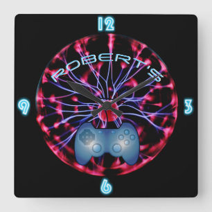 Reloj Cuadrado ROBERT - JUGADORES JUGAR Den Room Clock neon