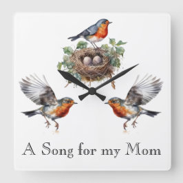 Reloj Cuadrado Robin Bird Wall Clock
