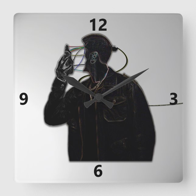 Reloj Cuadrado Robot Face Off Wall Clock (Anverso)