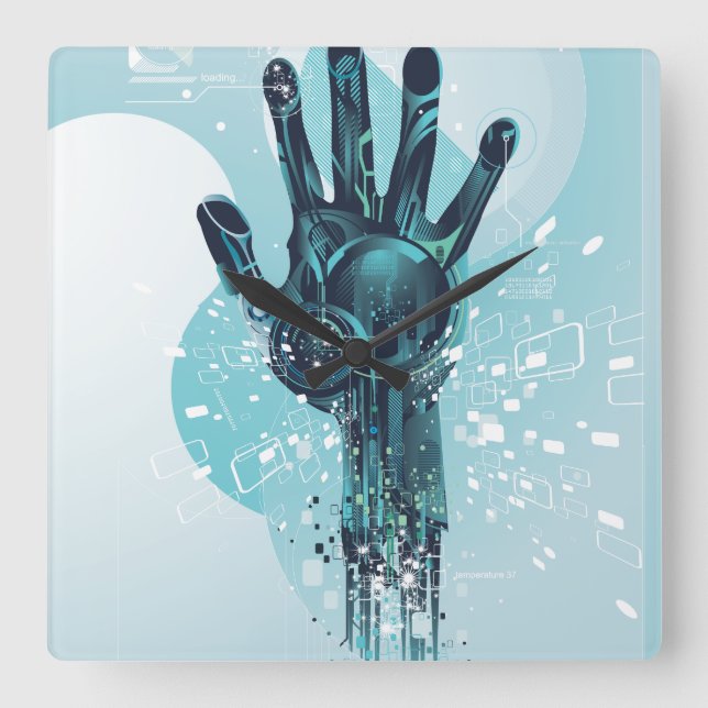 Reloj Cuadrado Robot Hand Wall Clock (Anverso)