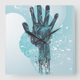 Reloj Cuadrado Robot Hand Wall Clock