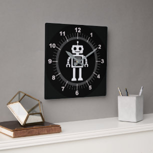 Reloj Cuadrado Robot Retro