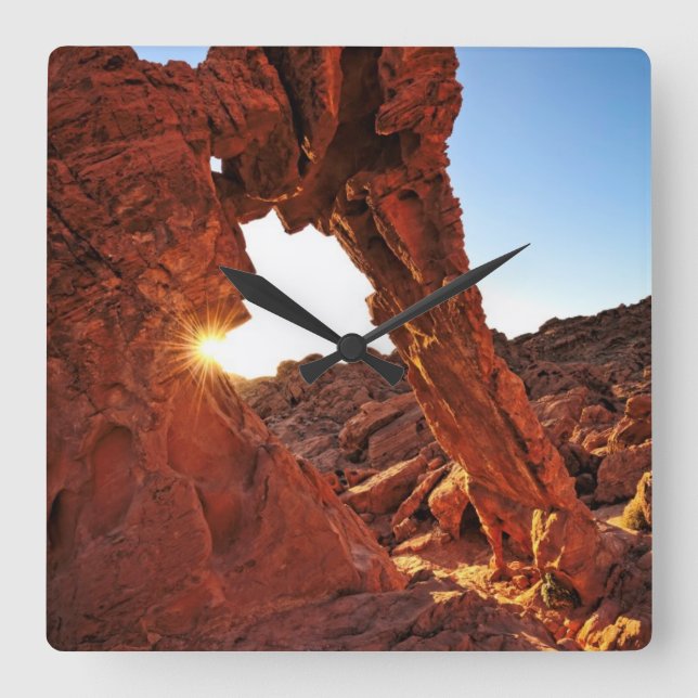 Reloj Cuadrado Roca elefante en el valle del fuego (Anverso)