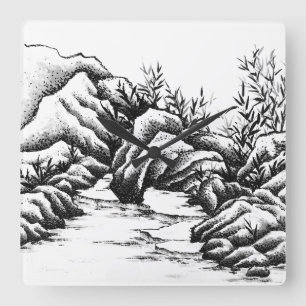 Reloj Cuadrado Rocas