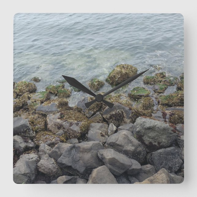 Reloj Cuadrado rocas costeras (Anverso)