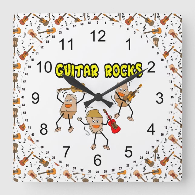 Reloj Cuadrado Rocas de guitarra (Anverso)