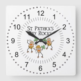 Reloj Cuadrado Rocas del Día de San Patricio