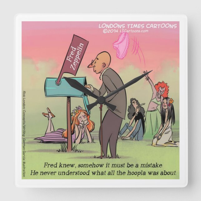 Reloj Cuadrado Rock And Roll Fred Funny (Anverso)