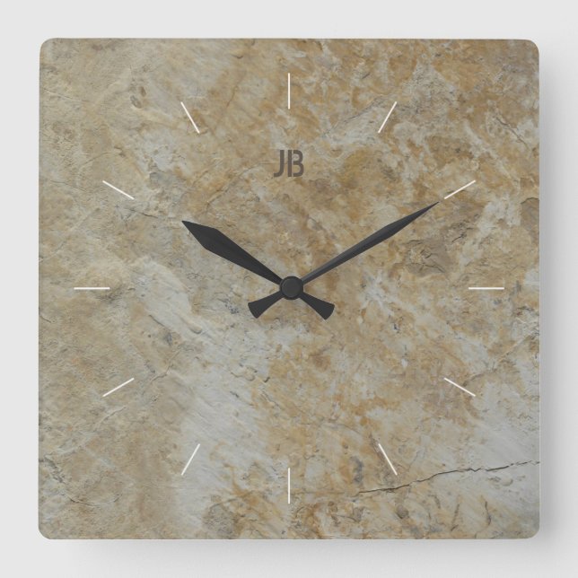 Reloj Cuadrado ROCK FACE | imagen de piedra texturizada natural (Anverso)