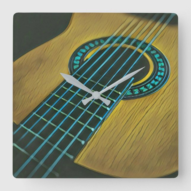 Reloj Cuadrado Rock guitar player (Anverso)