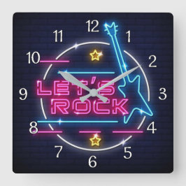 Reloj Cuadrado Rock Retro Neon