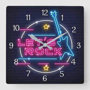 Reloj Cuadrado Rock Retro Neon