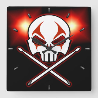 Reloj Cuadrado Rock & Roll Clock Heavy Metal Drummer Wall Clock