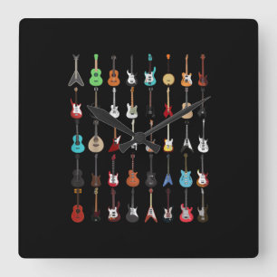 Reloj Cuadrado Rock y Rollo de instrumentos musicales de guitarra