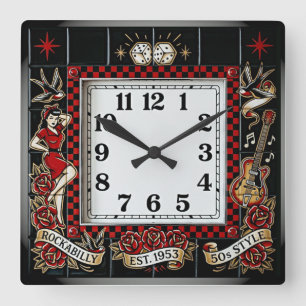 Reloj Cuadrado Rockabilly