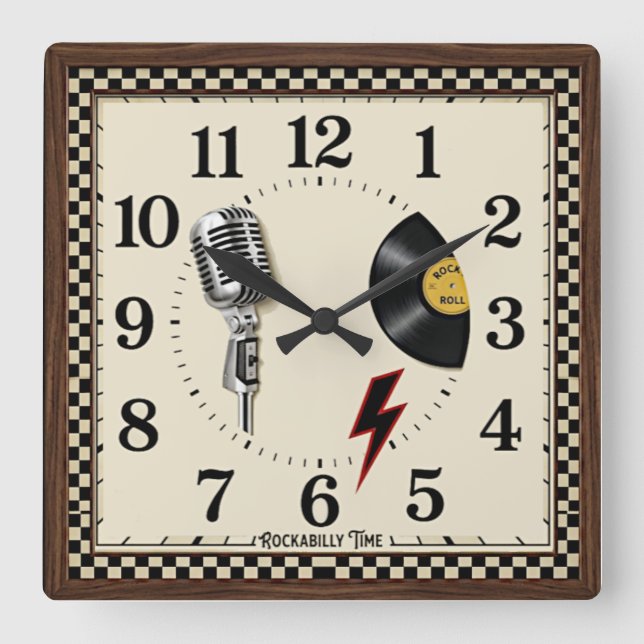 Reloj Cuadrado Rockabilly (Anverso)
