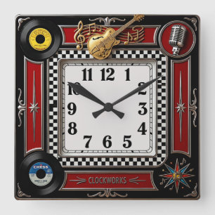 Reloj Cuadrado Rockabilly