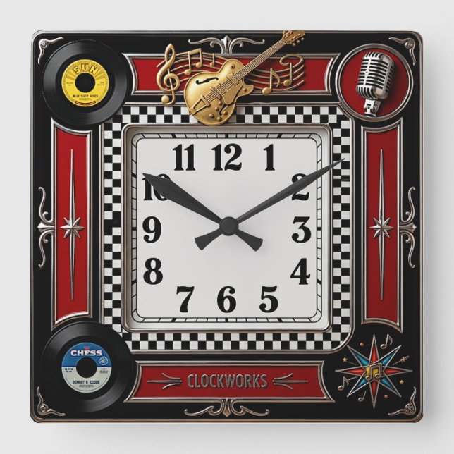 Reloj Cuadrado Rockabilly (Anverso)