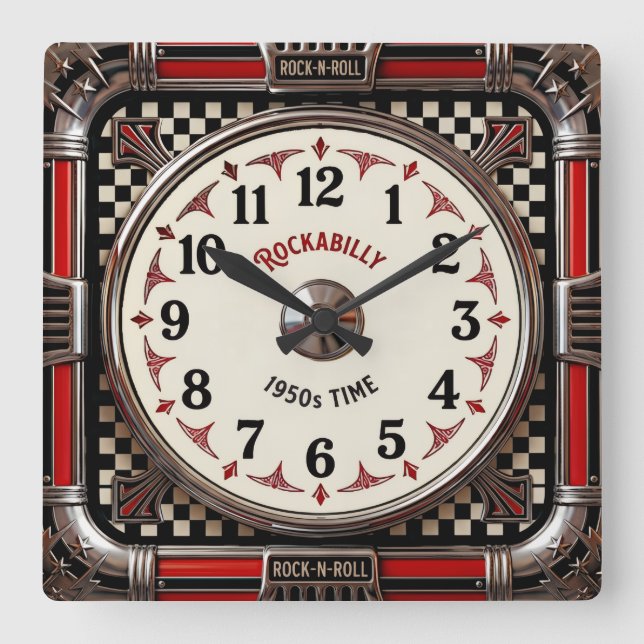 Reloj Cuadrado Rockabilly (Anverso)
