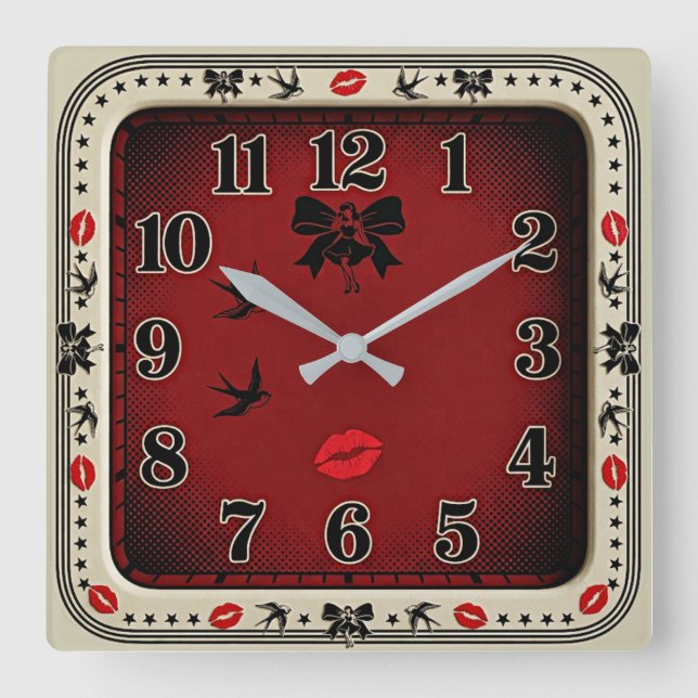 Reloj Cuadrado Rockabilly (Anverso)