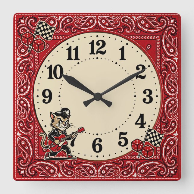 Reloj Cuadrado Rockabilly (Anverso)