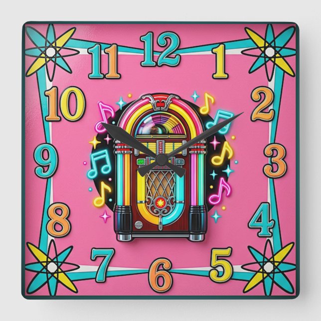 Reloj Cuadrado Rockabilly (Anverso)