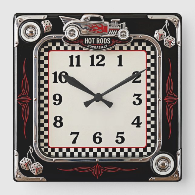 Reloj Cuadrado Rockabilly (Anverso)