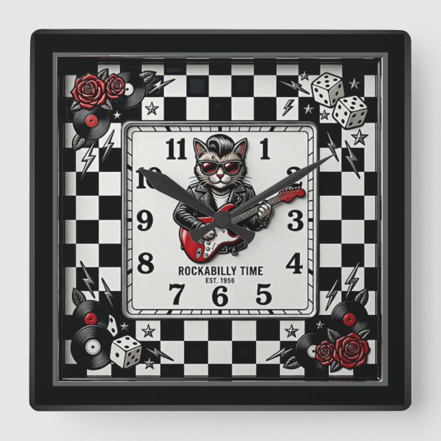 Reloj Cuadrado Rockabilly (Anverso)