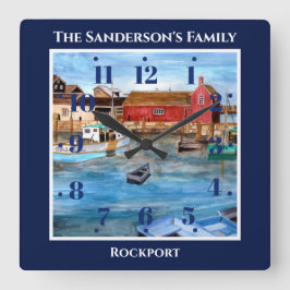 Reloj Cuadrado Rockport Harbor Massachusetts New England Painting