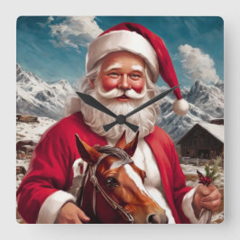 Reloj Cuadrado Rocky Mountain Santa and His Horse