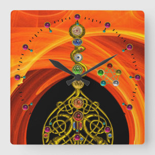 RELOJ CUADRADO ROD DE ASCLEPIUS 7 CHAKRAS,YOGA ,ENERGÍA ESPIRITU